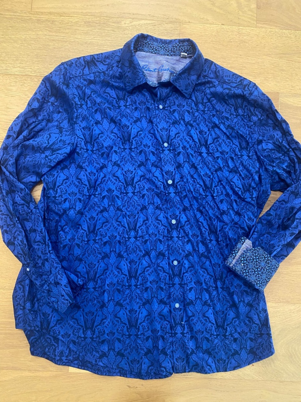 Robert Graham Men's Blue Highland Long Sleeve Button Down shirt 2XL VGUC